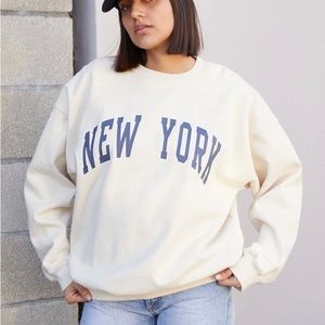 pacsun John Galt Cream New York Crew Neck Sweatshirt